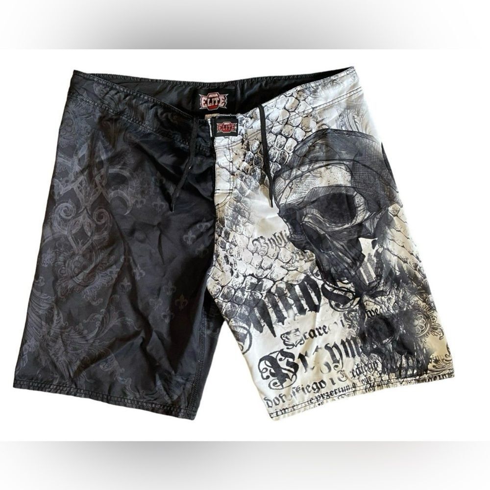 MMA Elite Skull Board Shorts Mens Size 2XL Swim Trunks Y2K